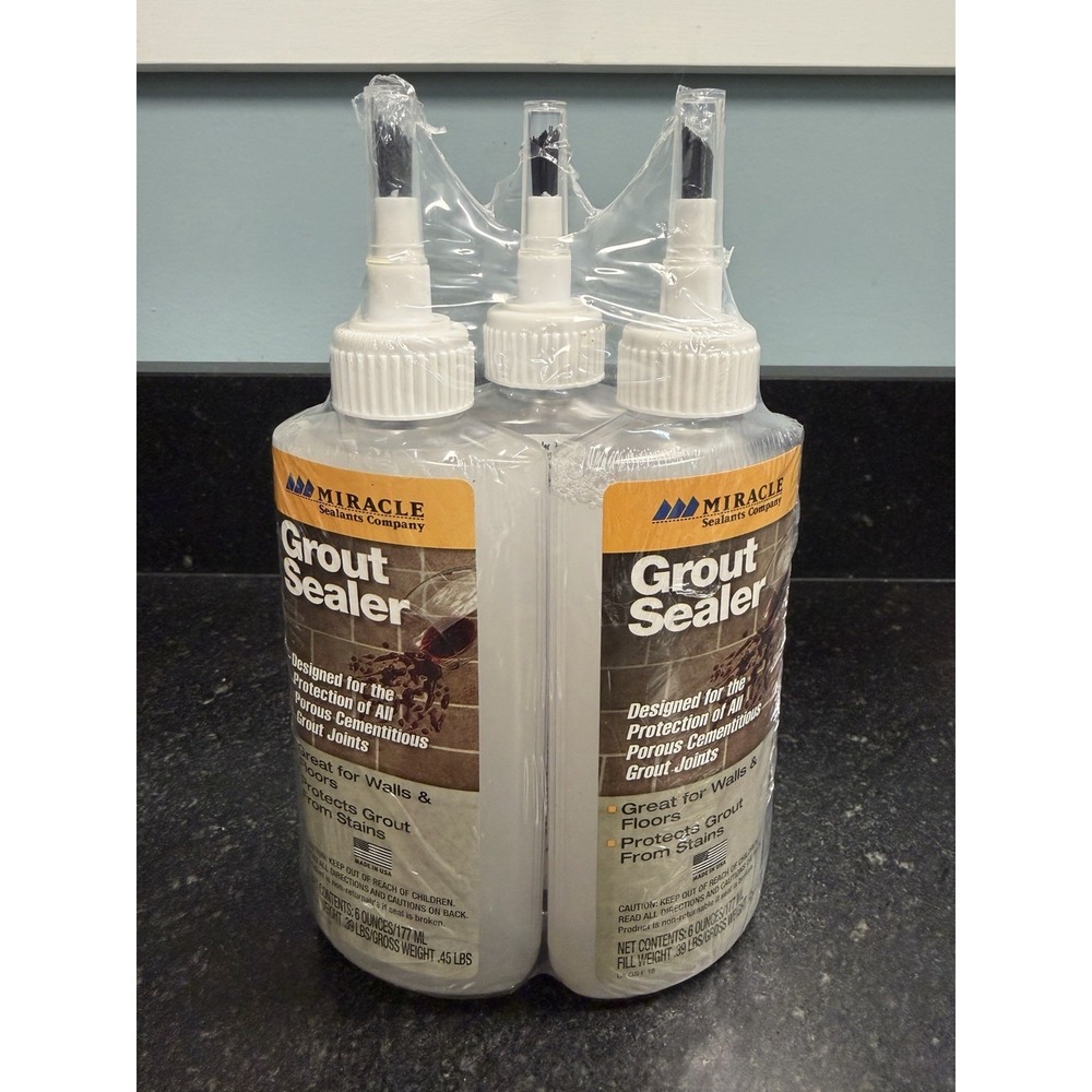 Miracle Sealants Grout Sealer 6 oz Precision Applicator Tile Floors Walls 3 Pack